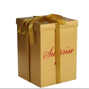 Gold Gift Box with Ribbon